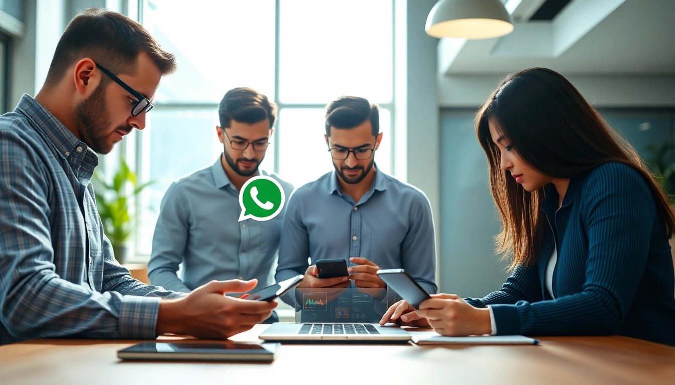 Enhance engagement with WhatsApp Smart CRM in a dynamic office teamwork setting.