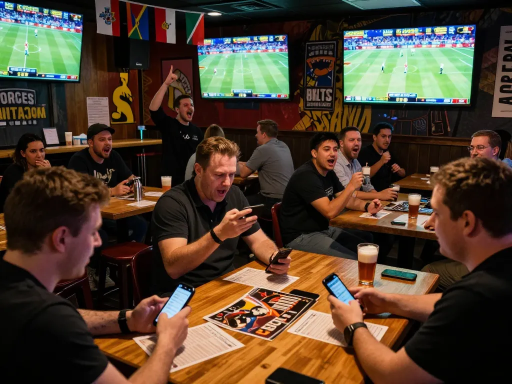 Soi keo nha cai during live sports betting session with excited patrons cheering