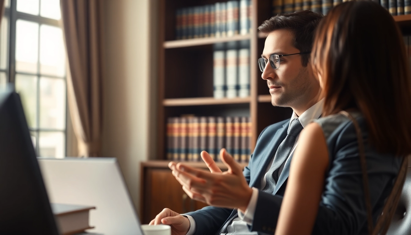 Jacksonville Immigration Lawyer consulting with a client in a professional office.