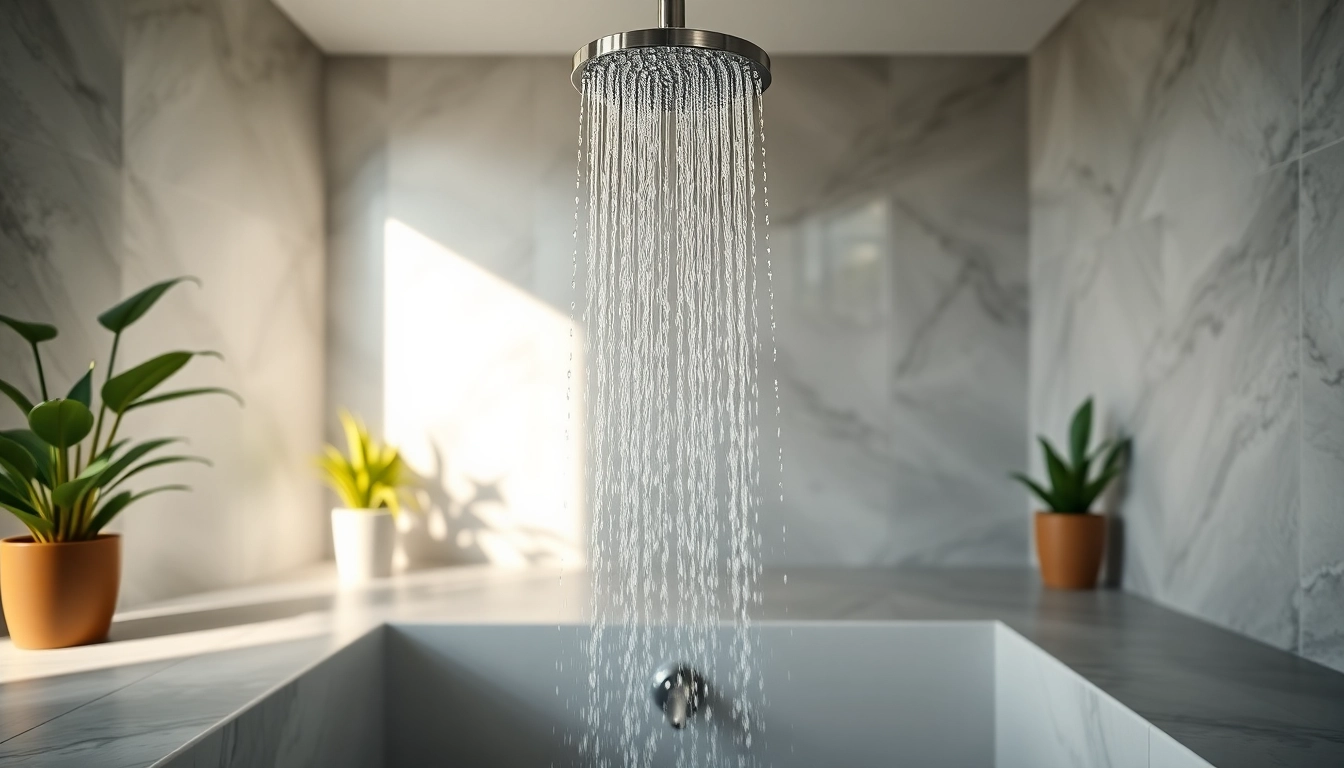 Experience elegant showers Australia with this modern bathroom featuring a luxurious rain shower.