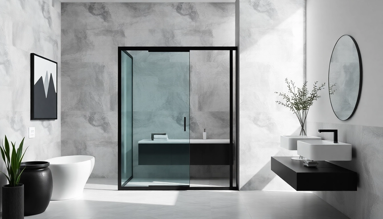 Stylish shower door black frame featured in a modern bathroom setting, showcasing elegance and sophistication.