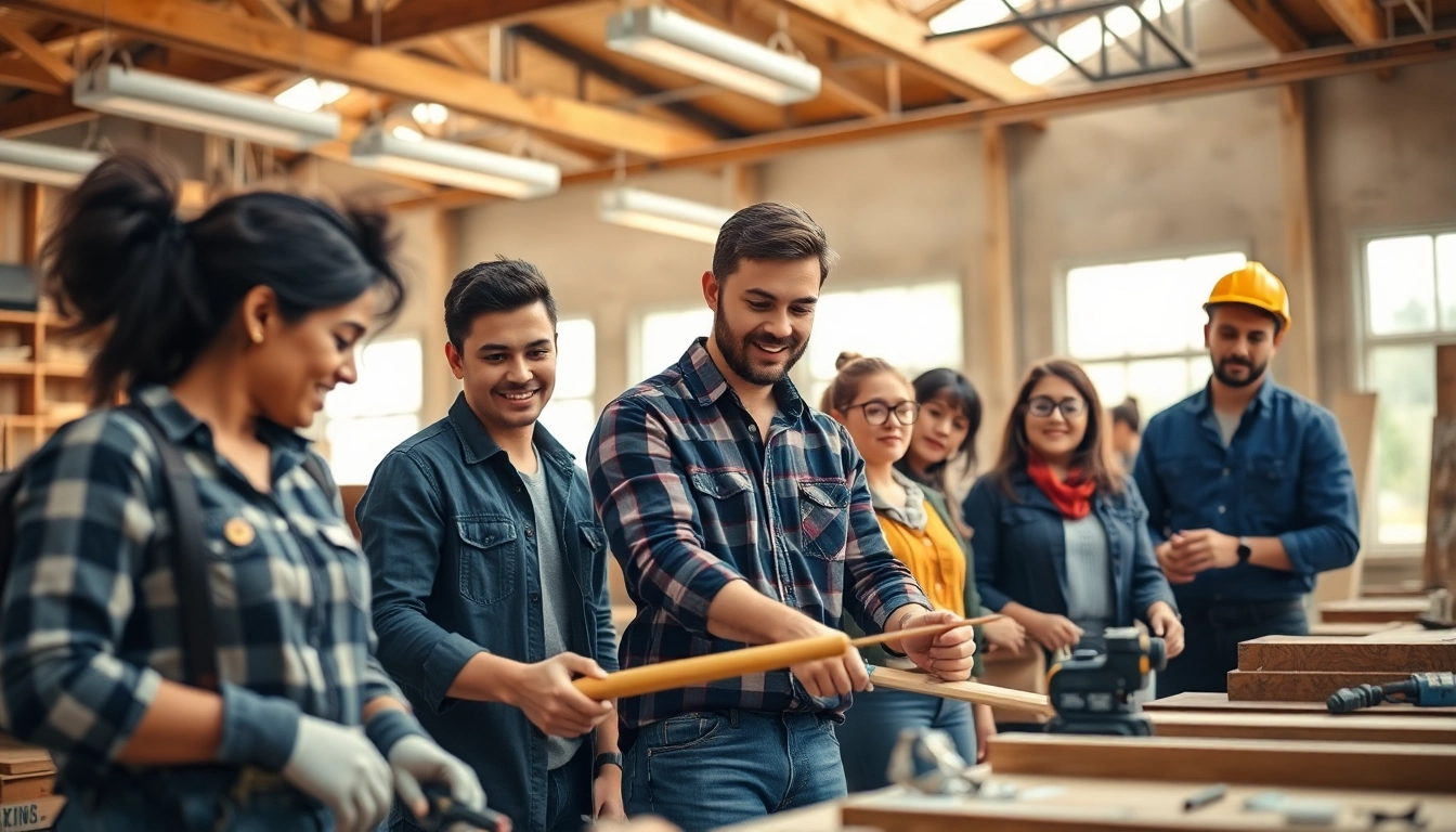 Students actively learning at construction trade schools in Texas, showcasing hands-on training experiences.