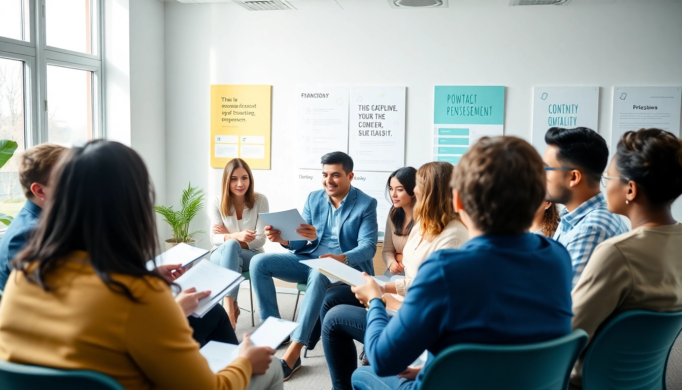 Engaging professional development coaching session with diverse participants in a modern setting.
