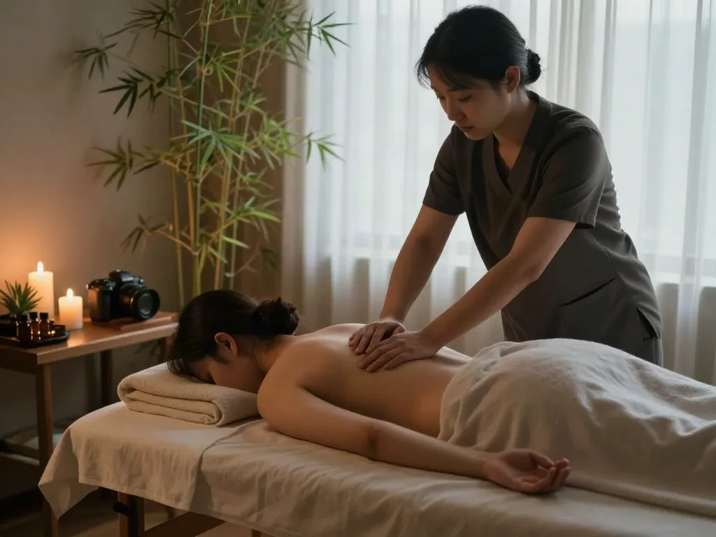 길동출장마사지 being performed in a tranquil spa setting with soothing ambiance.