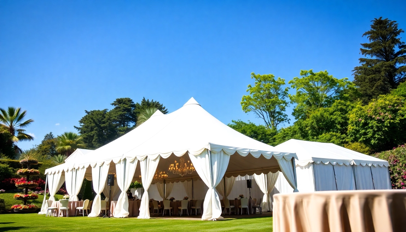Various tent rentals displayed elegantly in an outdoor setting, showcasing vibrant designs and decorations.