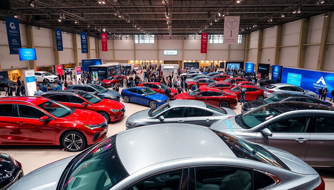 Engage with stunning auto cars show featuring a variety of sleek vehicles and lively crowds.