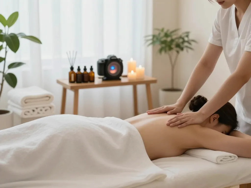 Experience a soothing 부전동마사지 in a serene spa environment with calming ambiance and relaxing elements.
