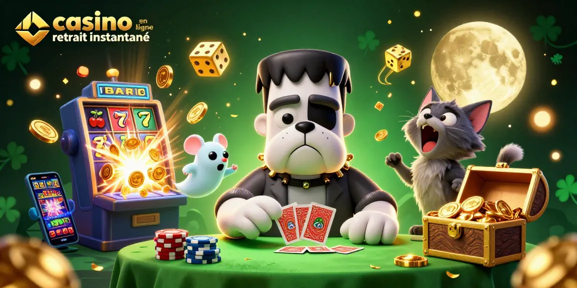 Retirez vos gains rapidement sur un casino en ligne retrait instantané avec une scène de casino animée.