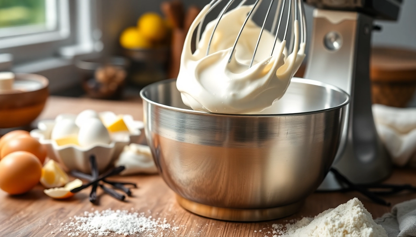 Maak mousseline in een heldere ruimte met verse ingrediënten voor een luchtige textuur.