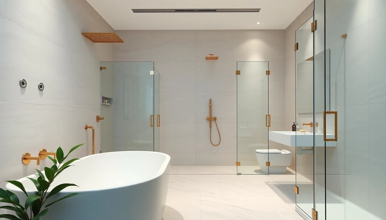 Showcasing elegant showers au, this luxurious bathroom features sleek design and modern fixtures.