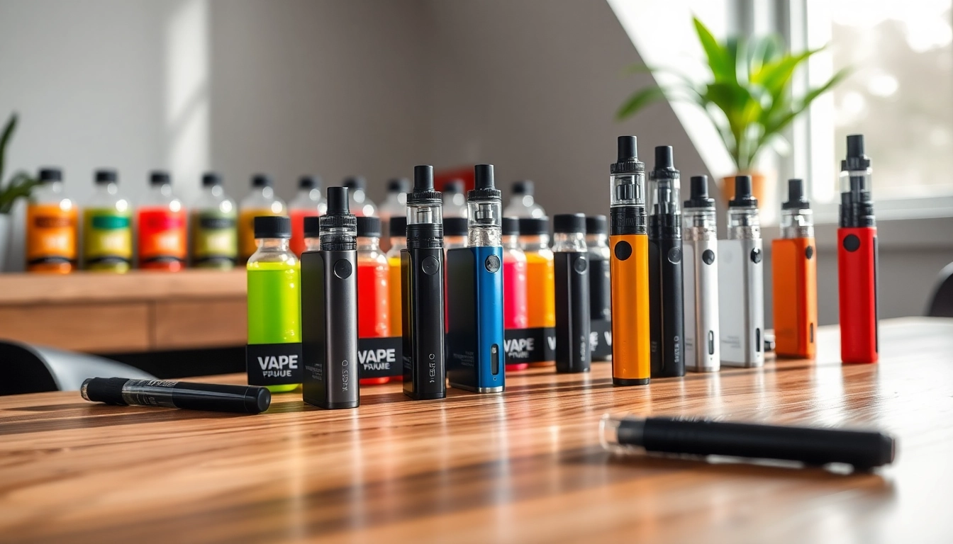 Explore a vibrant display of Disposable Vape products with colorful vape juice bottles.