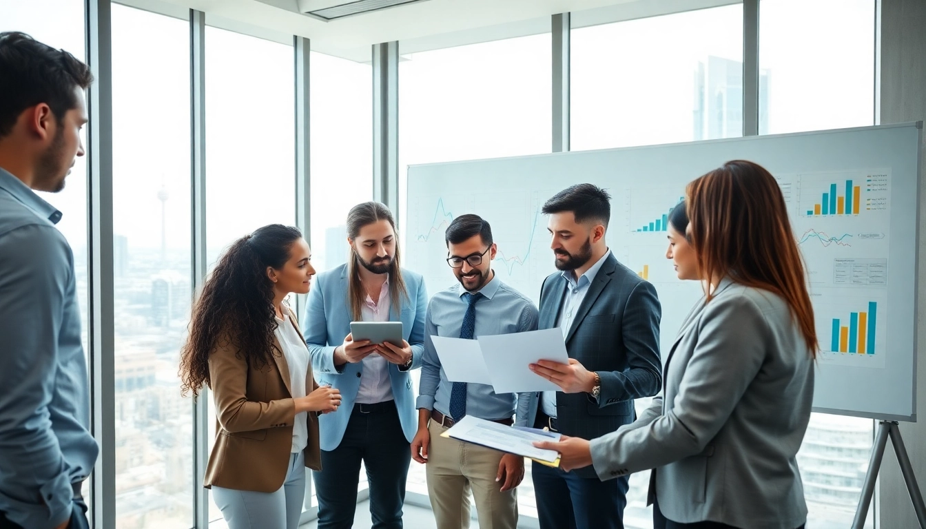 Illustration of professionals engaging in Acquisition Planning strategy session with charts and digital tools.