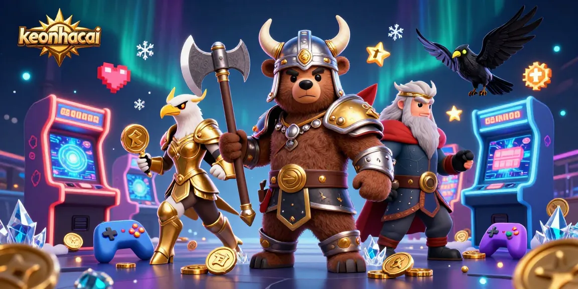 Experience keonhacai with thrilling Viking and Valkyrie characters in an exciting casino-themed scene.