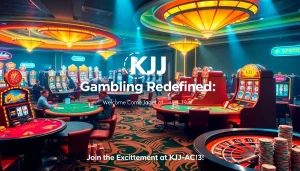 KJC AC 3 - Exciting casino scene with diverse games and activities promoting thrilling gambling experiences.
