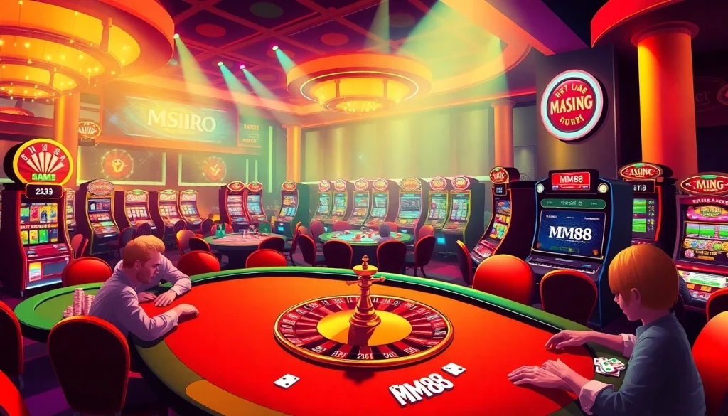 Experience the thrill of winning with MM88 at an intense poker table in a luxurious casino.