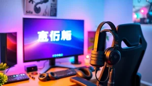 오징어티비 로고가 있는 모던한 스트리밍 설정을 보여줍니다.