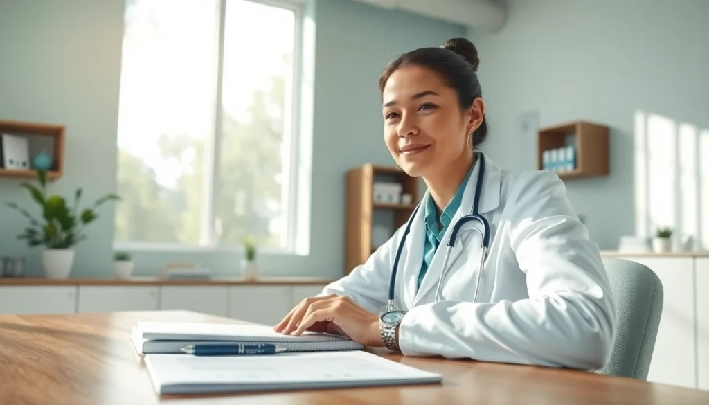 Promote Health by showcasing a professional in a calming wellness office.
