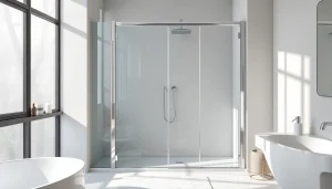 Paroi de douche à l'italienne élégante embellissant un intérieur moderne.