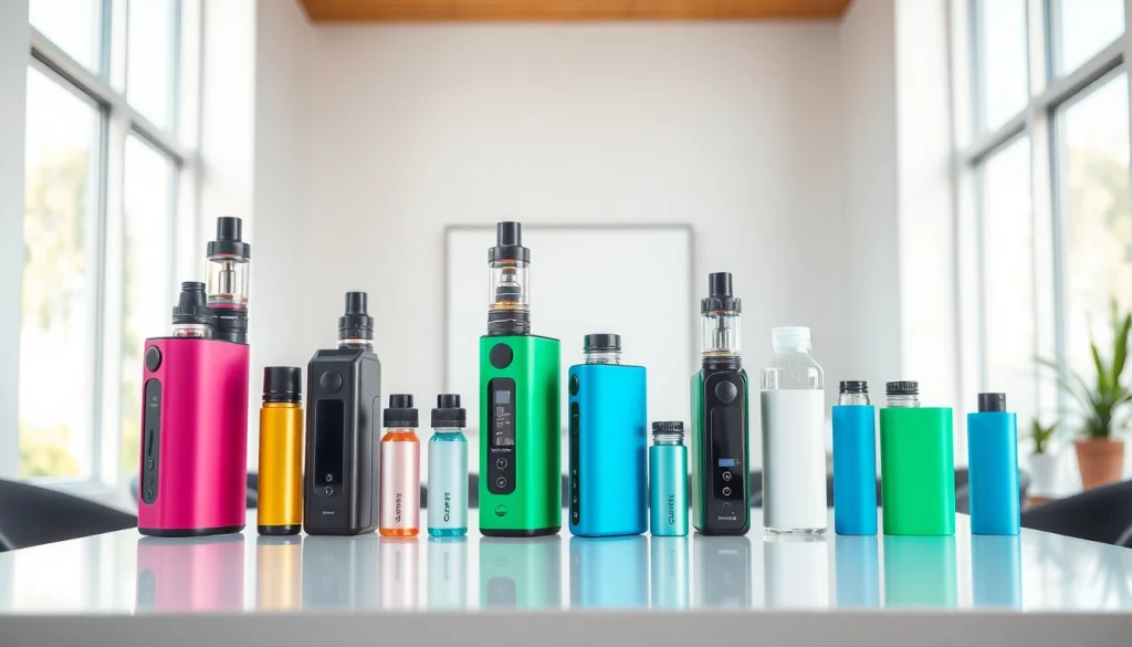 Genießen Sie einen klaren Moment mit vape ohne nikotin auf einem eleganten Tisch, umringt von stilvollen Vapen.