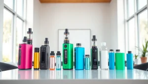 Genießen Sie einen klaren Moment mit vape ohne nikotin auf einem eleganten Tisch, umringt von stilvollen Vapen.