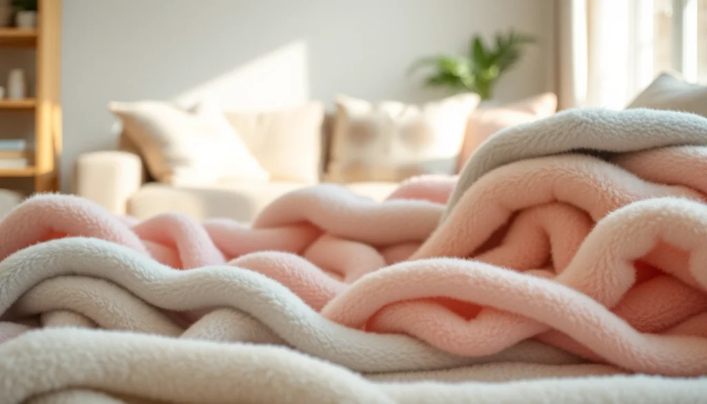 Fleece stoffen met diverse kleuren prachtig gepresenteerd in een gezellige setting.