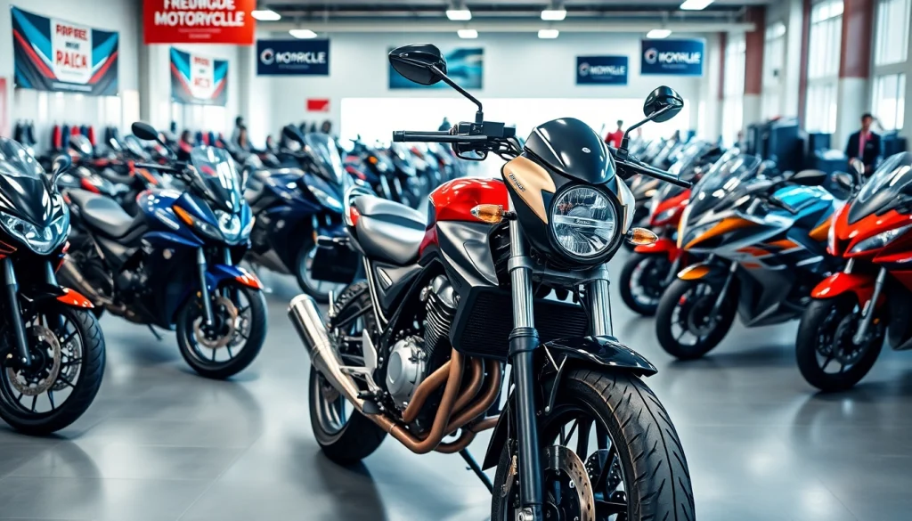 Gebrauchte Motorräder kaufen in einem einladenden Motorradshowroom mit verschiedenen Modellen