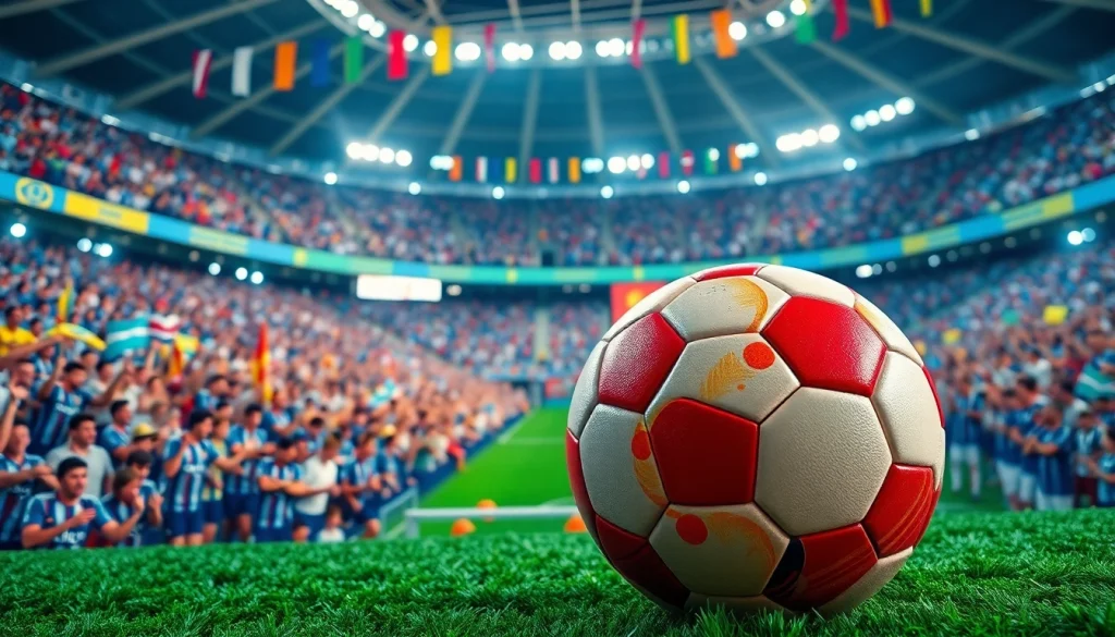 해외축구중계 중인 축구 경기장에서 열광하는 팬들 모습