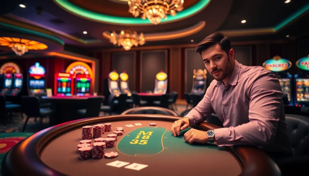 Experience thrilling gameplay at MM88's vibrant poker table with quality chips and cards.
