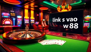 Experience thrilling gaming moments with link vao w88 showcasing casino tables and vibrant slot machines.