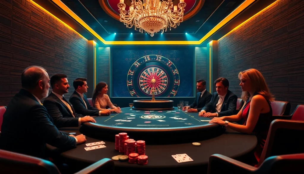 Engage in an exhilarating poker game at RR88, showcasing luxury and high stakes.