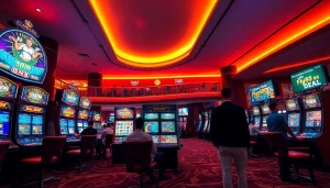 Experience the excitement at fly88.deal casino with vibrant gaming areas and happy patrons.