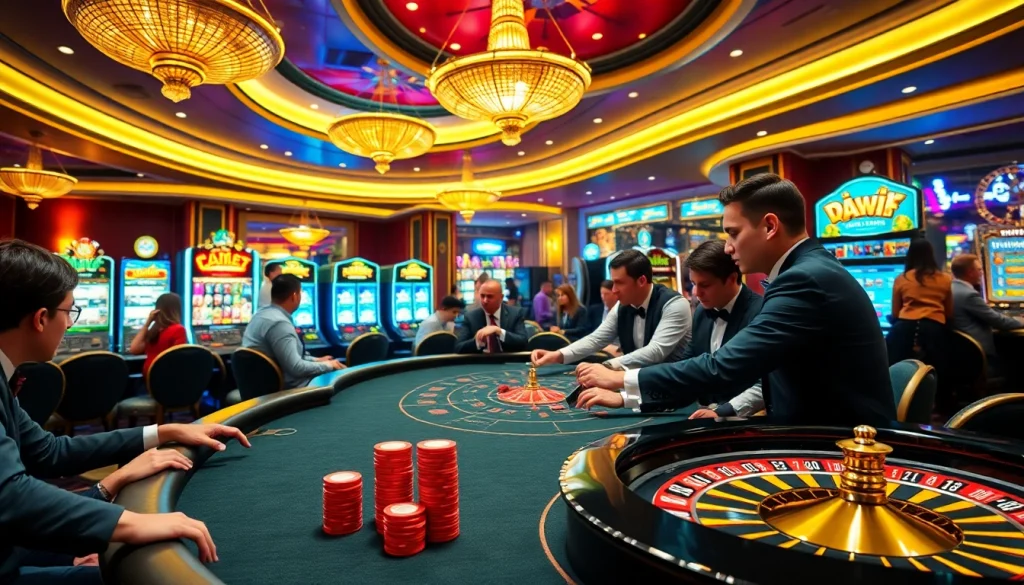 Experience the thrill of betting at https://thabet.vegas/ with dynamic casino tables, vibrant slot machines, and excited players.