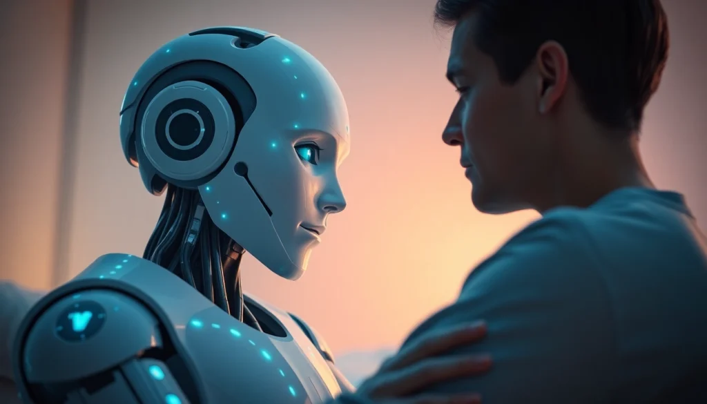 Engaging scene showcasing ai sex technology in intimate human-robot interactions.