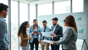 Illustration of professionals engaging in Acquisition Planning strategy session with charts and digital tools.