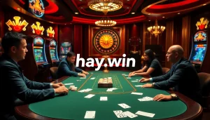 Experience the thrill of high-stakes gaming at hay.win with luxurious poker tables and vibrant slot machines.