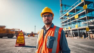 Addressing physical hazards at a construction site with safety gear and warning signs.
