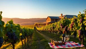 Capture the beauty of wineries in Clarksburg with lush vineyards and a rustic winery backdrop.