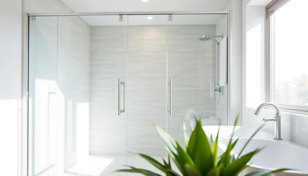 Explore elegant shower doors featuring sleek design and modern aesthetics in a stylish bathroom.