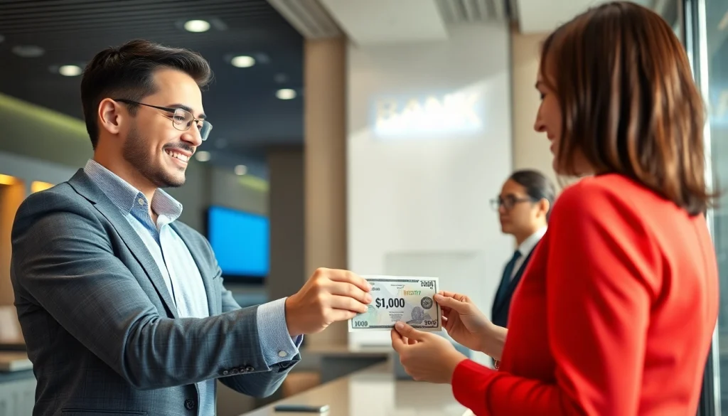 Melakukan deposit 1k dengan percaya diri di bank oleh individu yang profesional.