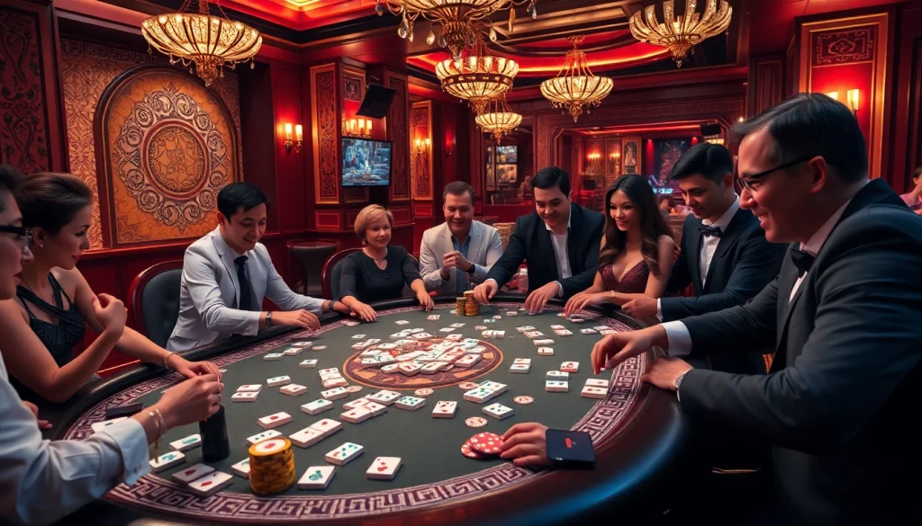 Enjoy a thrilling game of link mahjong at a luxurious casino table filled with excitement.