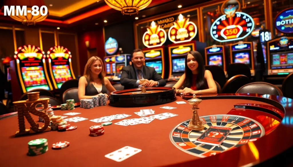 Experience thrilling gambling action at MM88 with poker chips and roulette.
