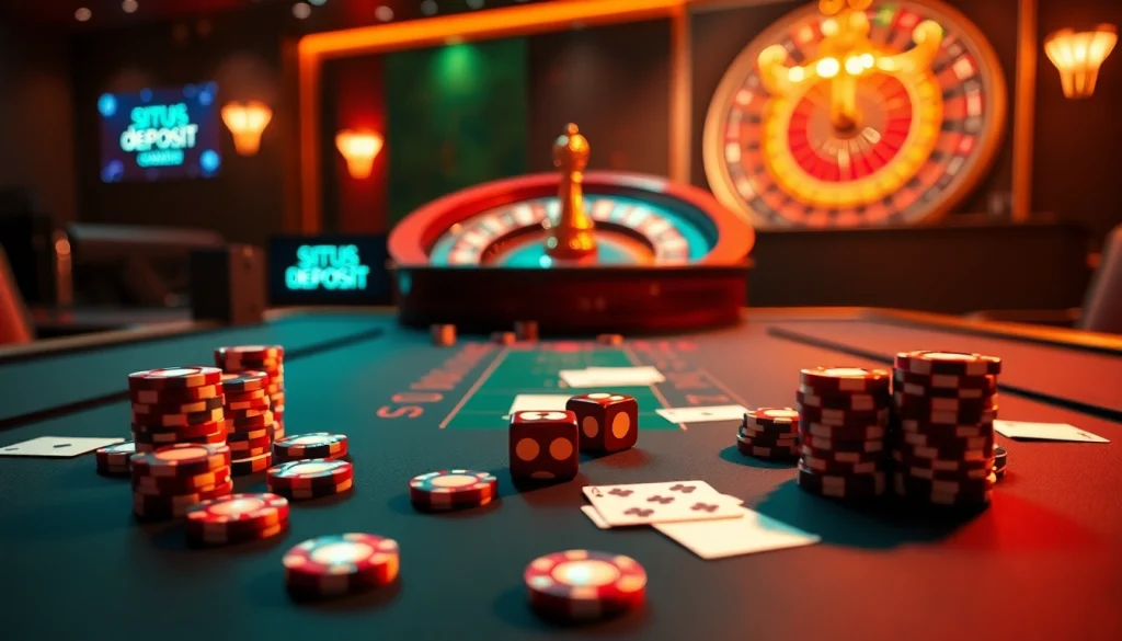 Adegan permainan yang menarik menampilkan situs deposit 5k dengan elemen kasino yang berwarna-warni.