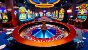 Spin the roulette wheel in a vibrant online casino scene at https://rr88c.mobi/, showcasing excitement and luxury.