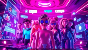 NSFW character AI avatars in a vibrant digital chat interface with customizable options.