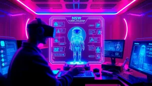 Engaging NSFW AI chatbot interaction in a futuristic digital environment