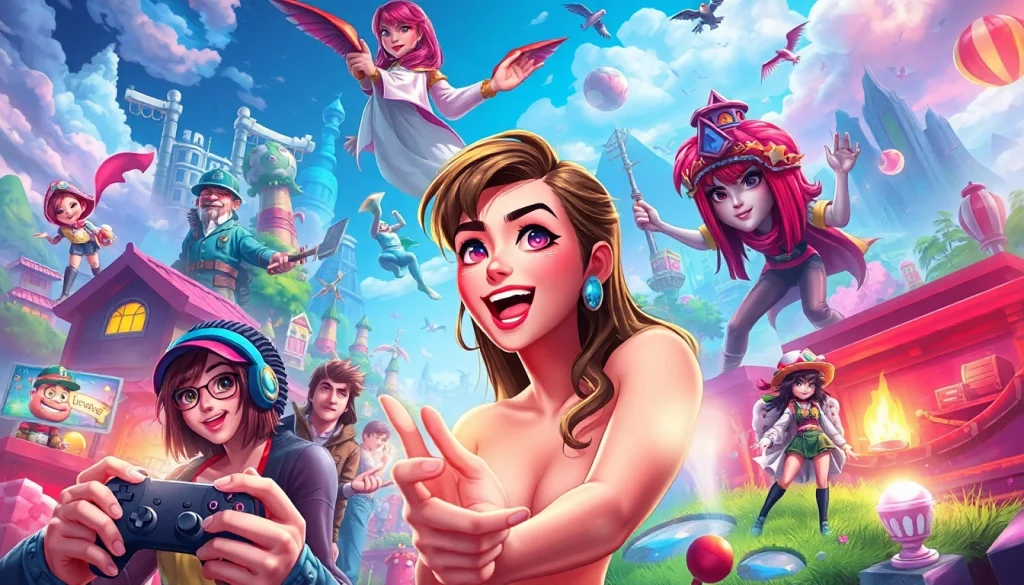 Experience thrilling free porn games through vibrant characters and exciting scenes in this digital artwork.