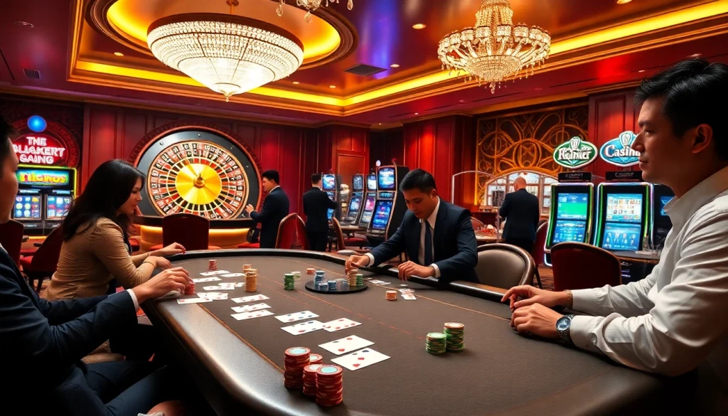 Experience thrilling gameplay with Daftar Modal138 at this vibrant casino scene featuring poker action.