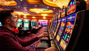 Experience the thrill of slot depo pulsa machines in a luxury casino setting.