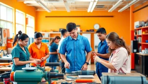 Students engaged in hands-on training at hawaii trade schools, showcasing vibrant learning.