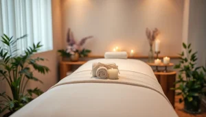 출장 massage service setup with elegant ambiance and luxury spa elements.
